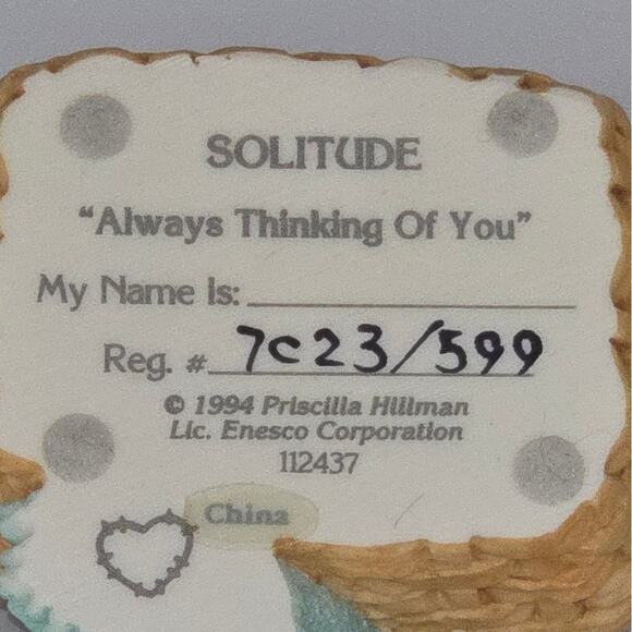 Enesco Calico Kittens - "Always Thinking of You" 1994 #112437 - Picture 6 of 6